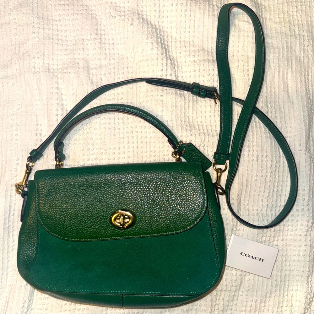 coach marlie top handle kelly green bag
